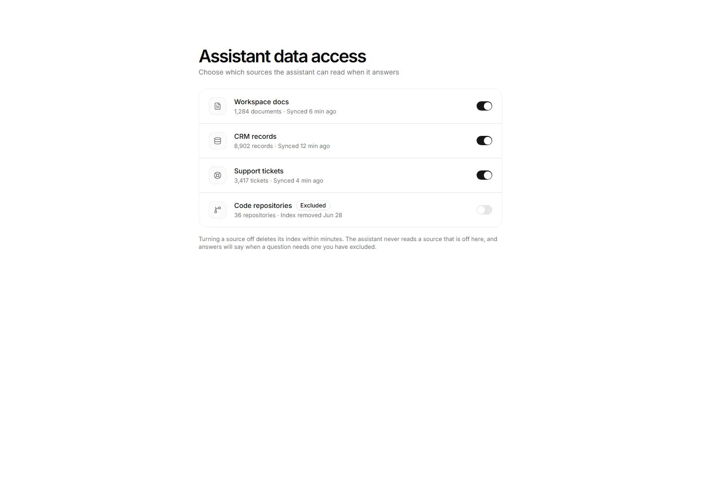 Context sources panel interface preview