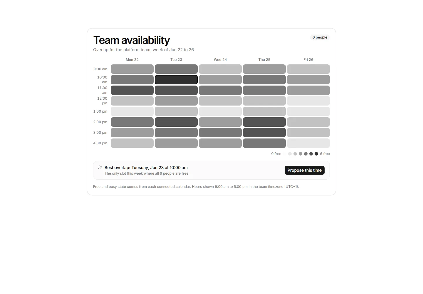 Static preview of application-pro-calendar-scheduling-team-availability-heatmap