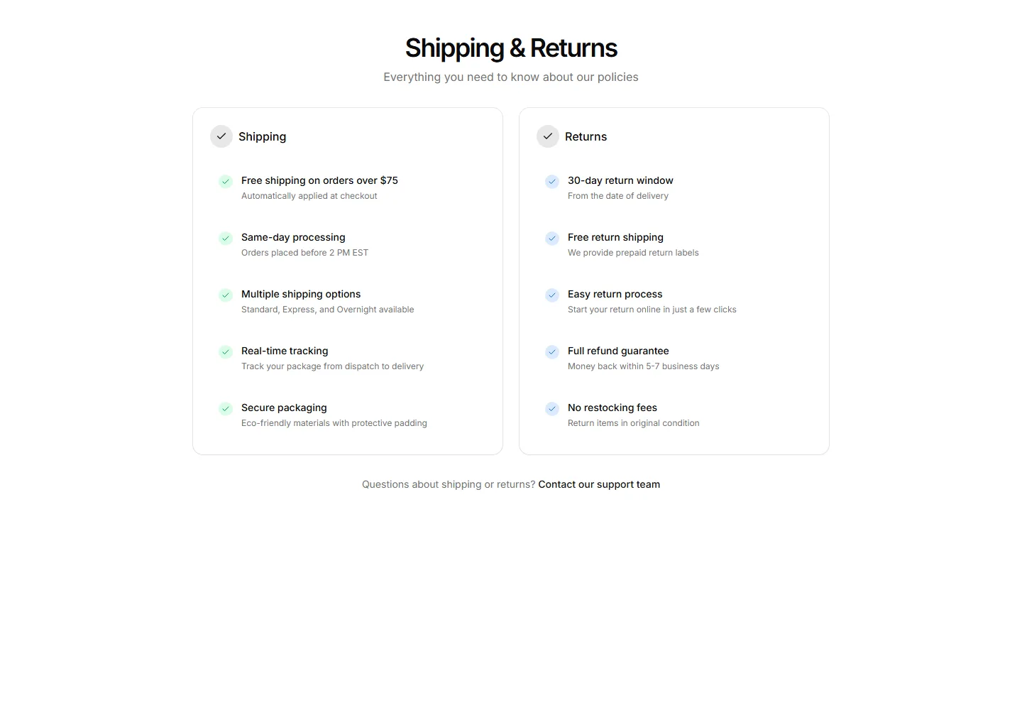 Static preview of ecommerce-ecommerce-shipping-returns-checklist