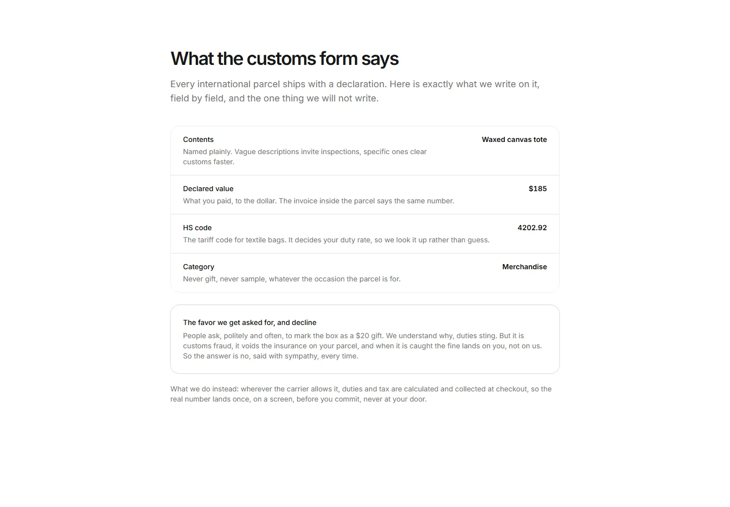 Static preview of ecommerce-pro-international-sections-customs-paperwork-explainer