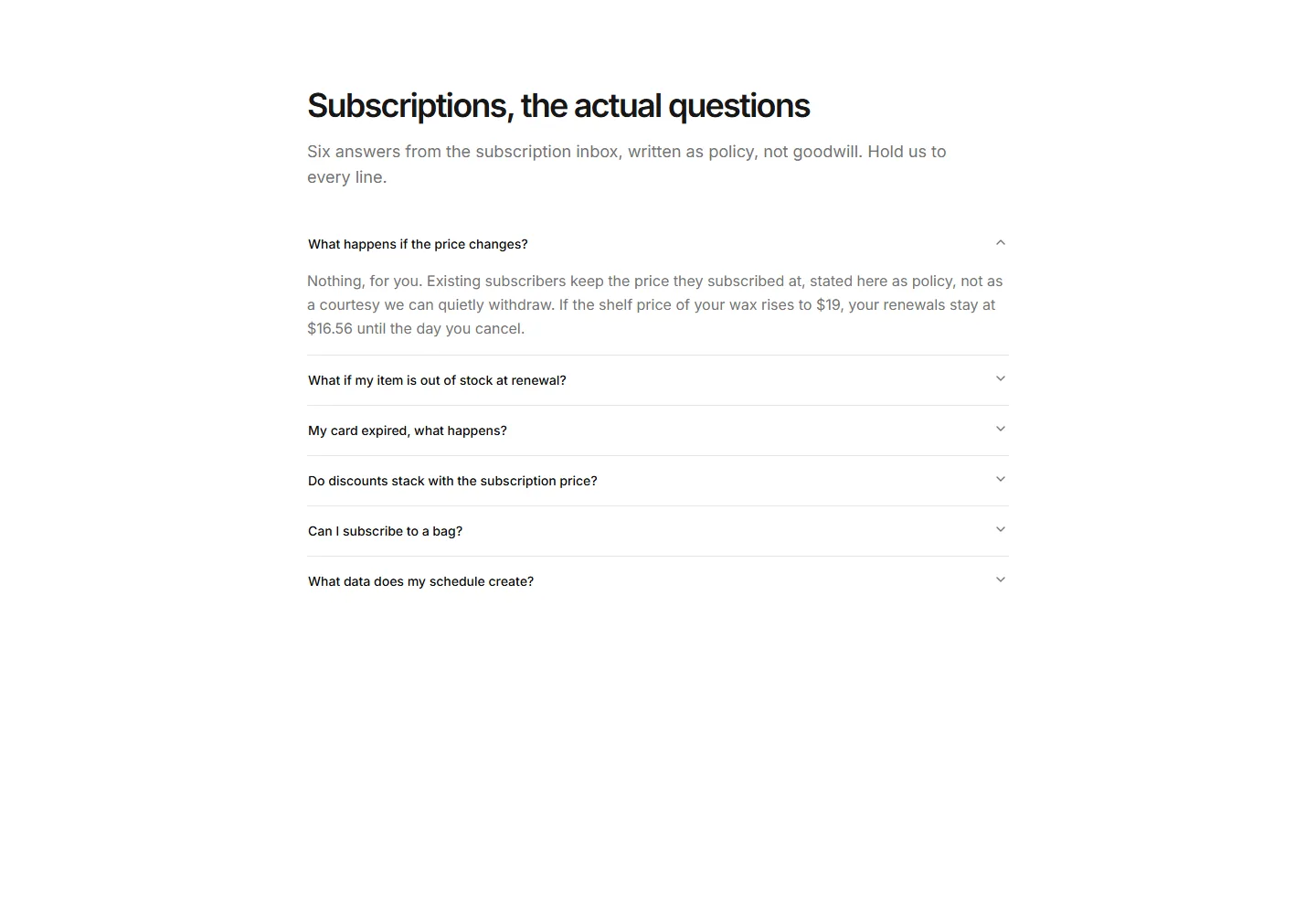 Static preview of ecommerce-pro-subscription-sections-subscription-faq