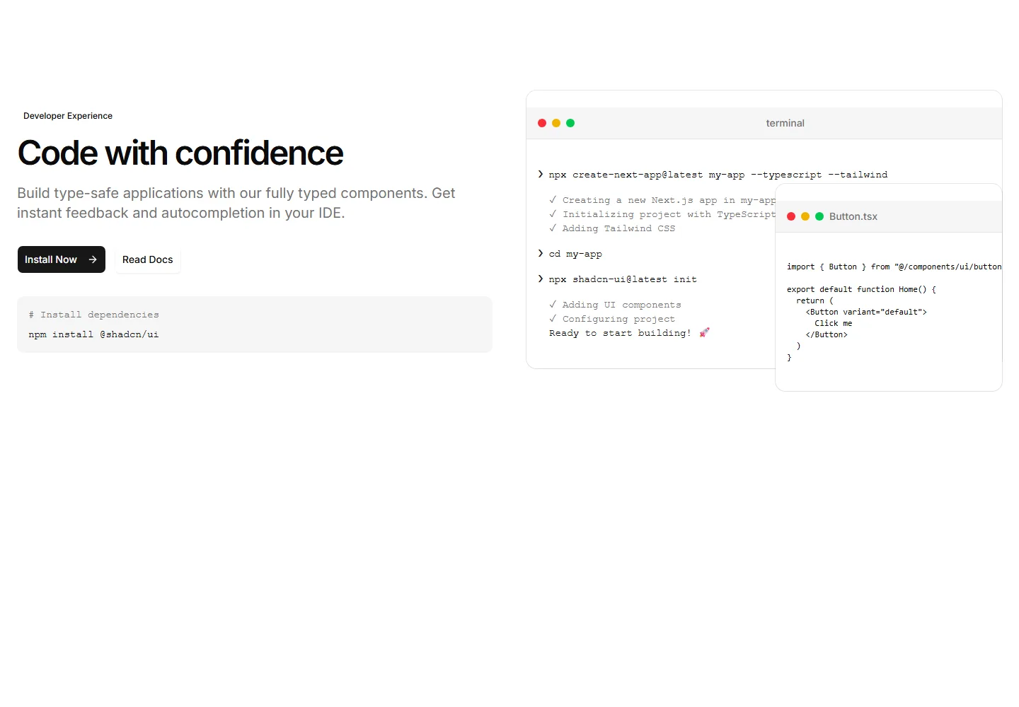 Static preview of marketing-hero-sections-with-code-preview