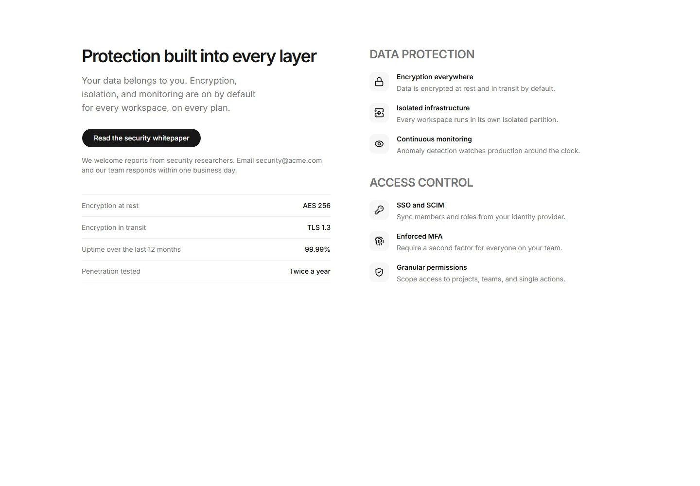 Static preview of marketing-pro-trust-and-security-security-feature-list