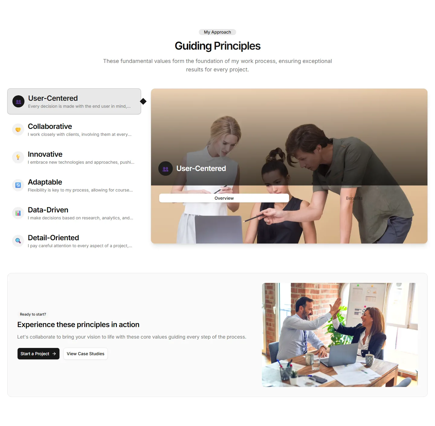 Static preview of portfolio-portfolio-process-and-approach-process-principles