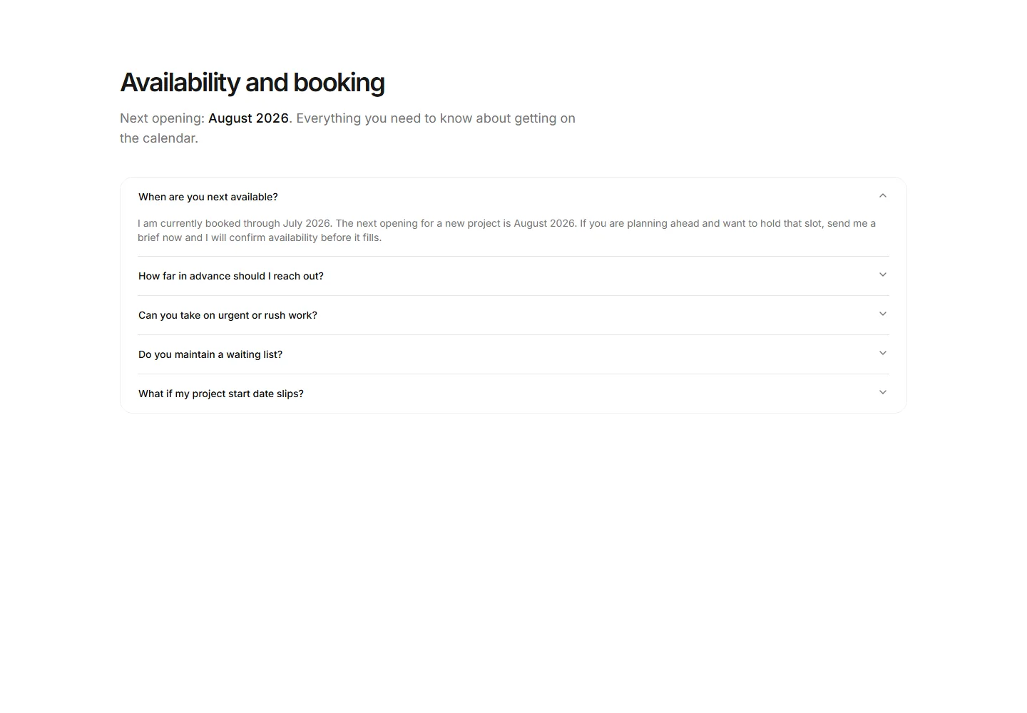 Static preview of portfolio-pro-faq-sections-availability-faq