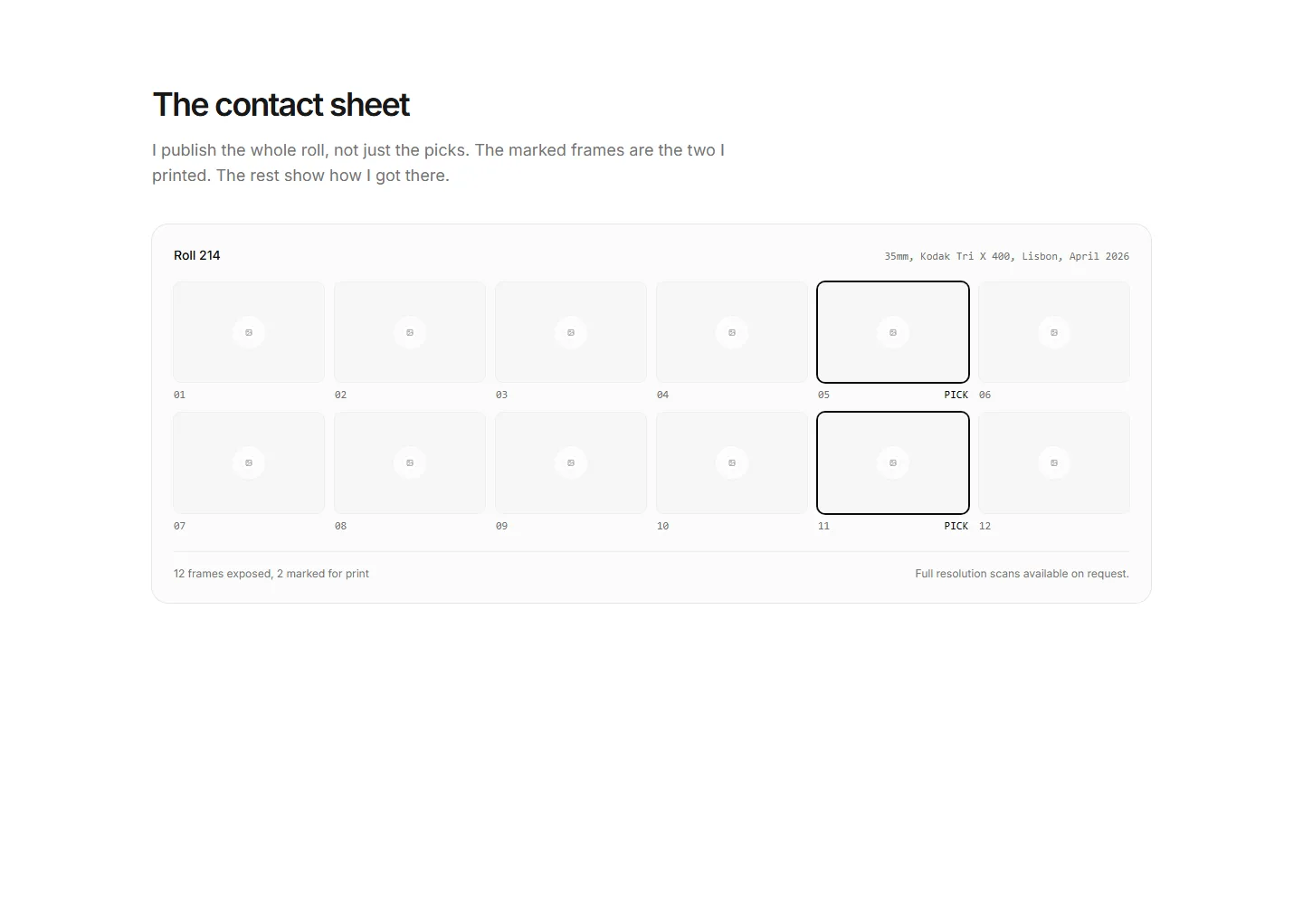Static preview of portfolio-pro-gallery-sections-contact-sheet