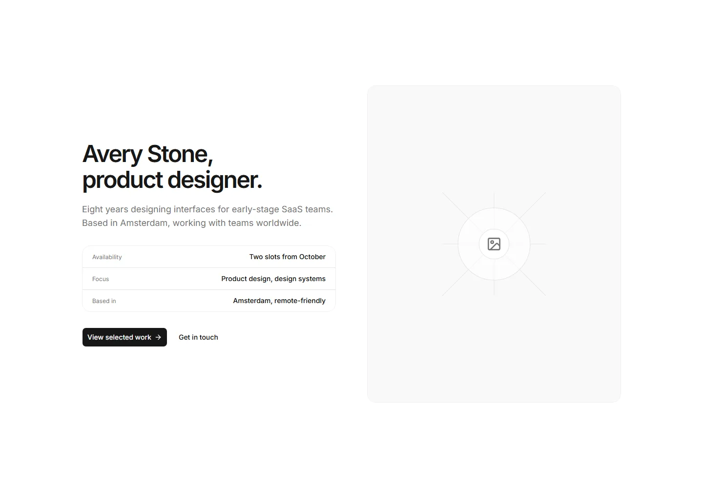 Static preview of portfolio-pro-hero-sections-split-portrait-hero