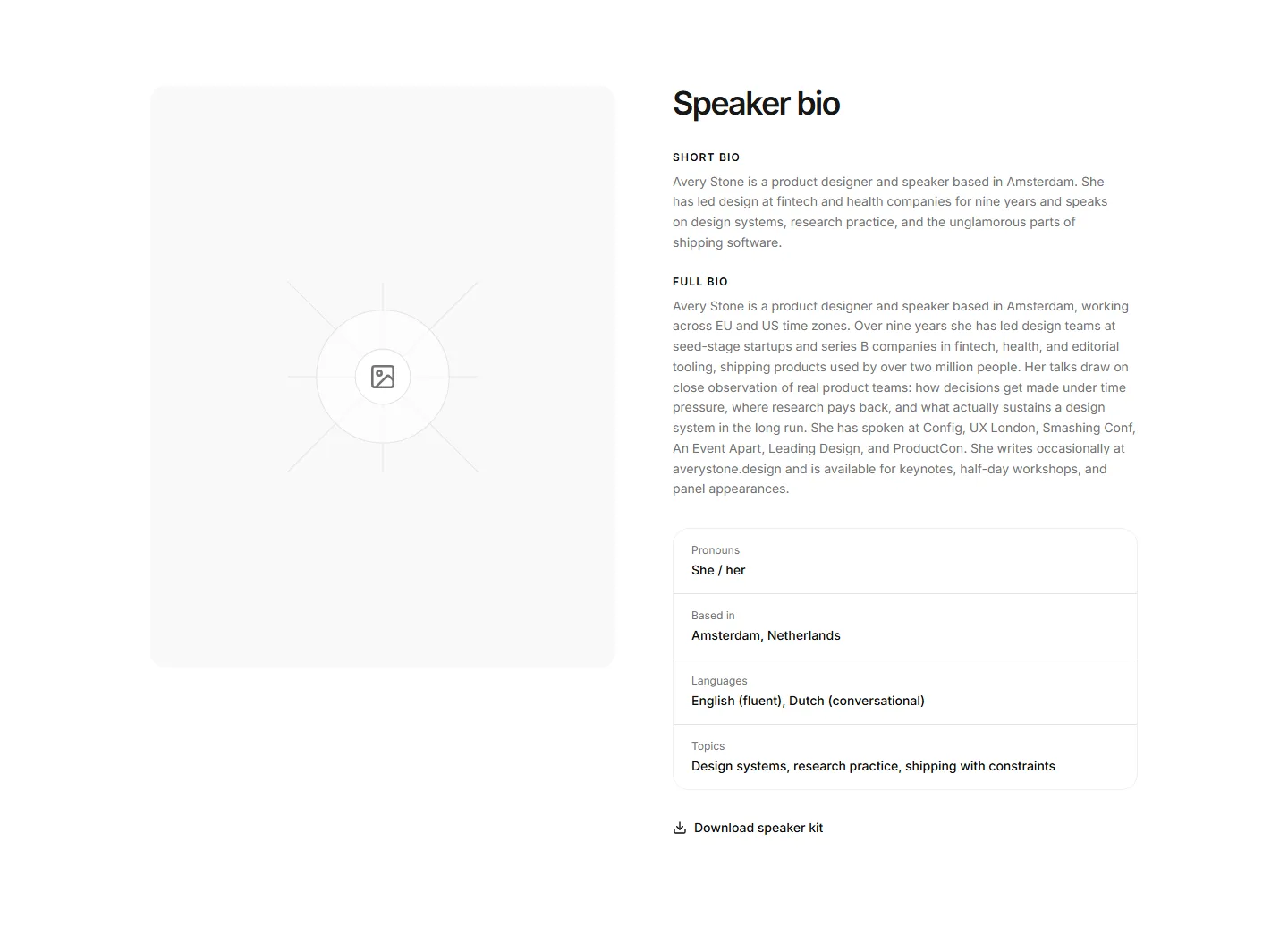 Static preview of portfolio-pro-speaking-events-speaker-bio